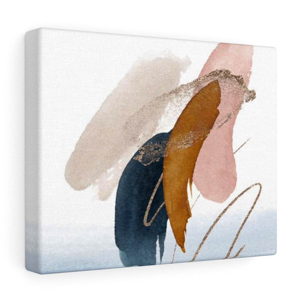 ABSTRACT WALL CANVAS ART | White Blush Pink Navy Blue Cream Gold