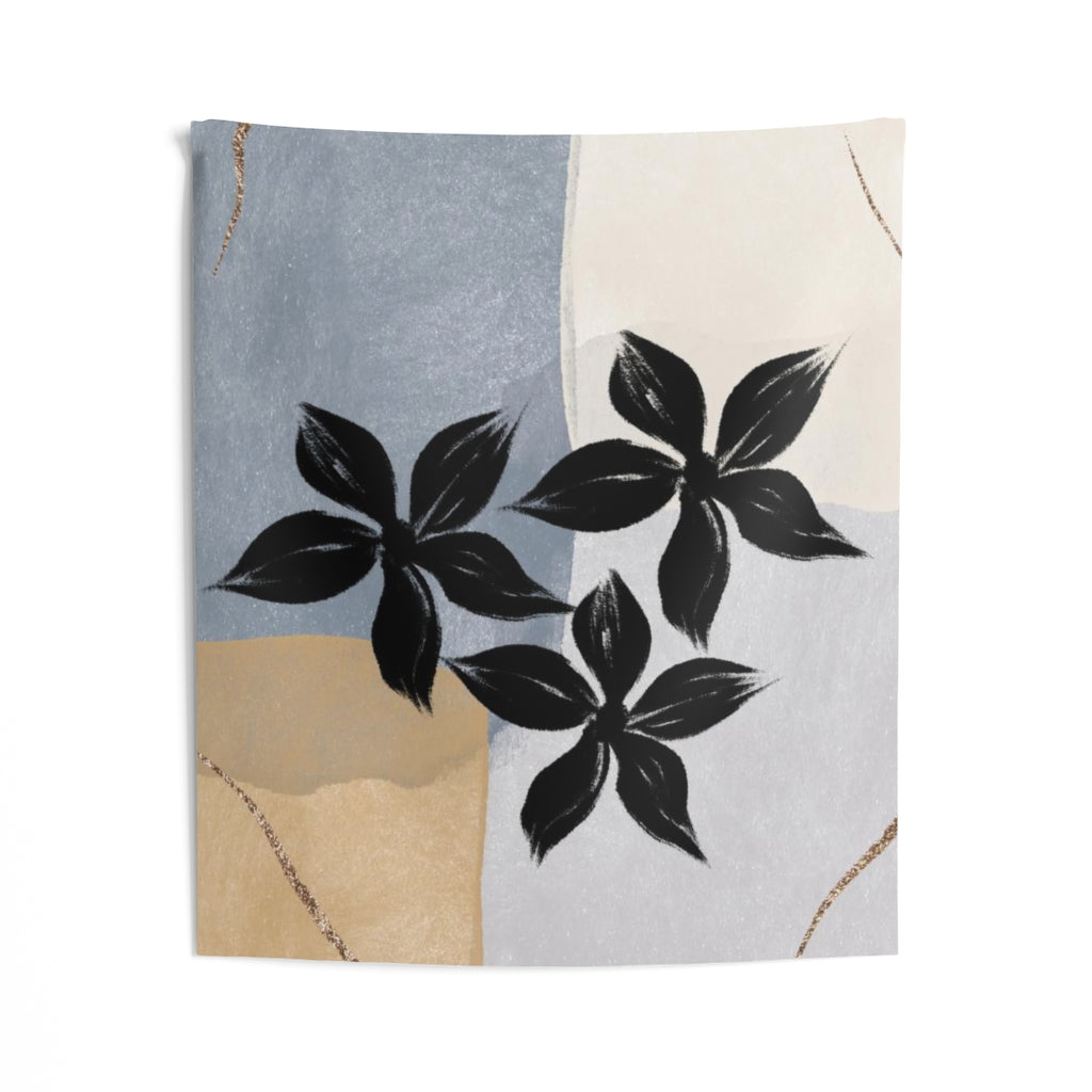 Floral Tapestry | Black Grey Beige Cream