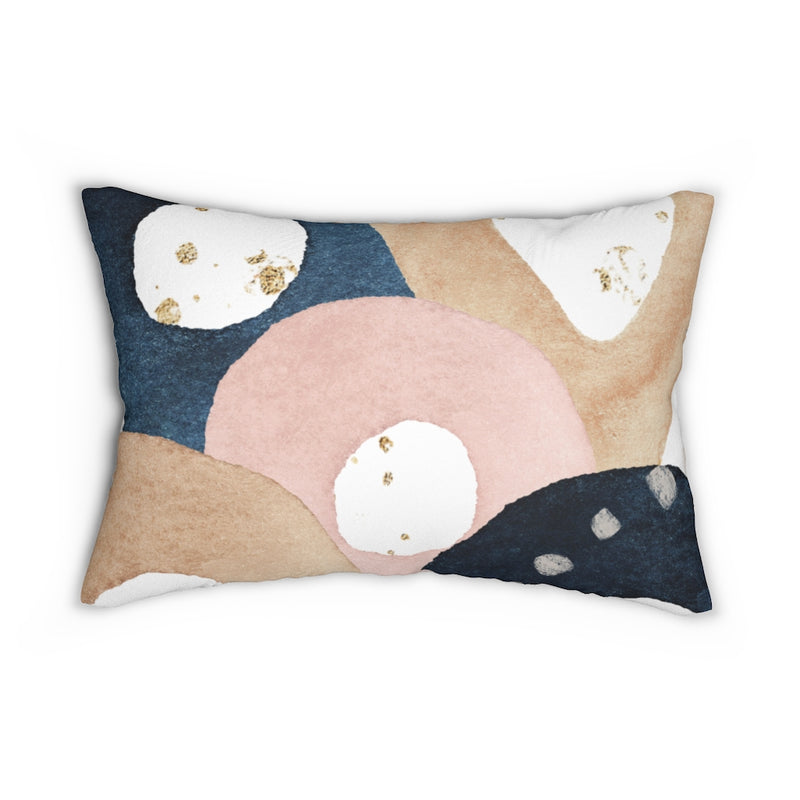 Abstract Boho Lumbar Pillow | White Blush Pink Navy