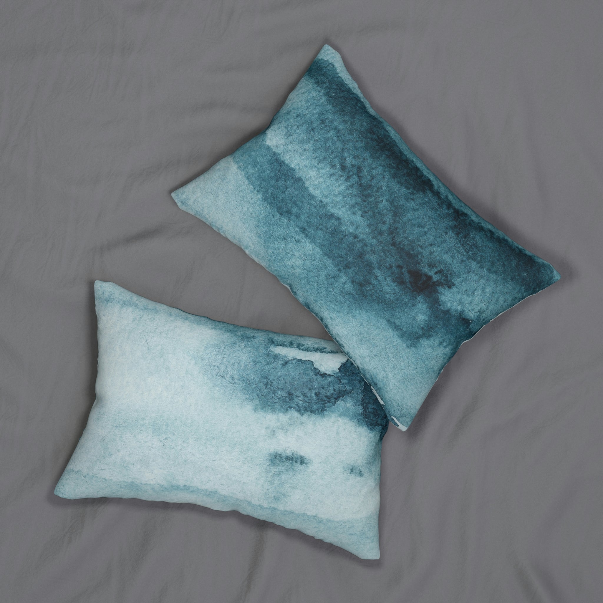 Abstract Lumbar Pillow | Earthy Indigo Blue Ombre