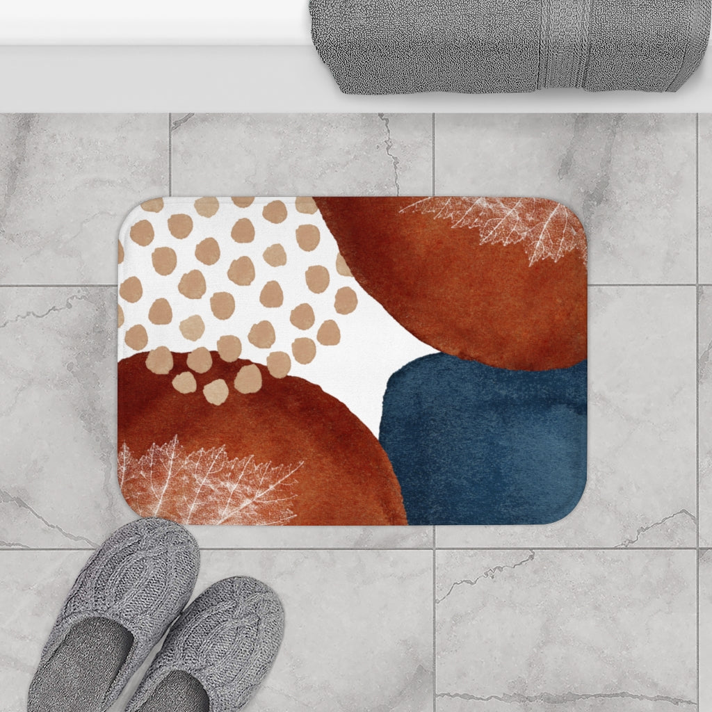 Boho Bath Mat, Rust Navy