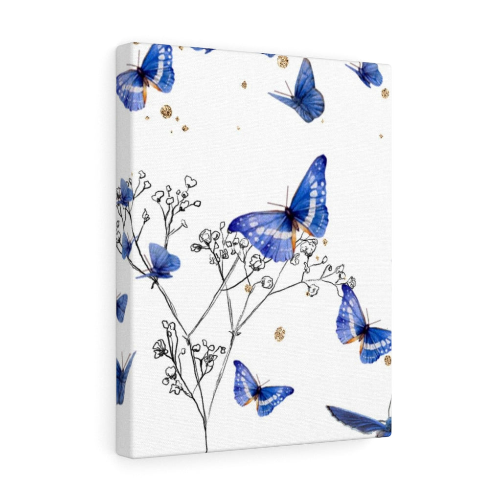 FLORAL CANVAS ART | White Blue Grey Butterflies