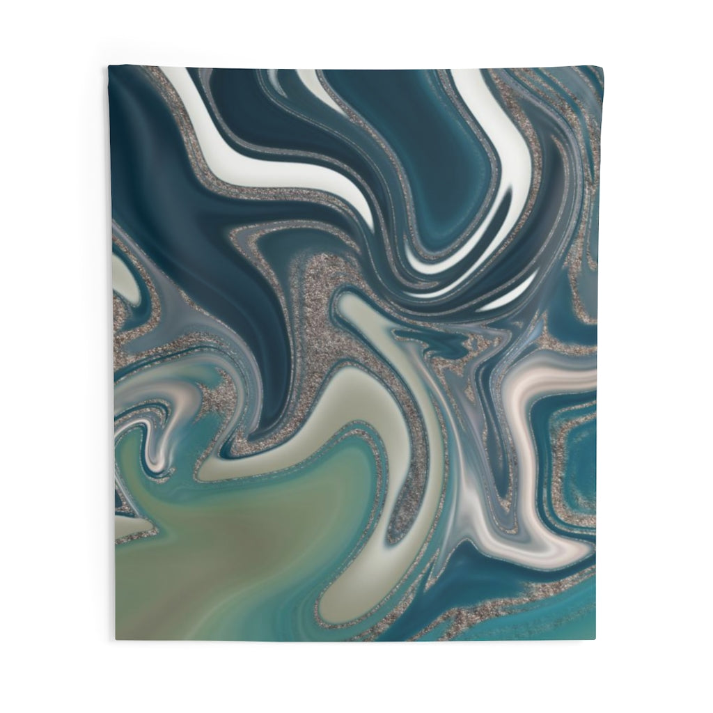 Abstract Tapestry | Green White Lime Teal