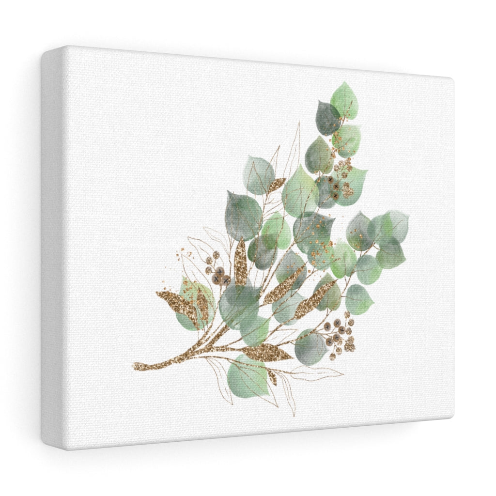 Green and Gold Eucalyptus Canvas Watercolor Wall Art