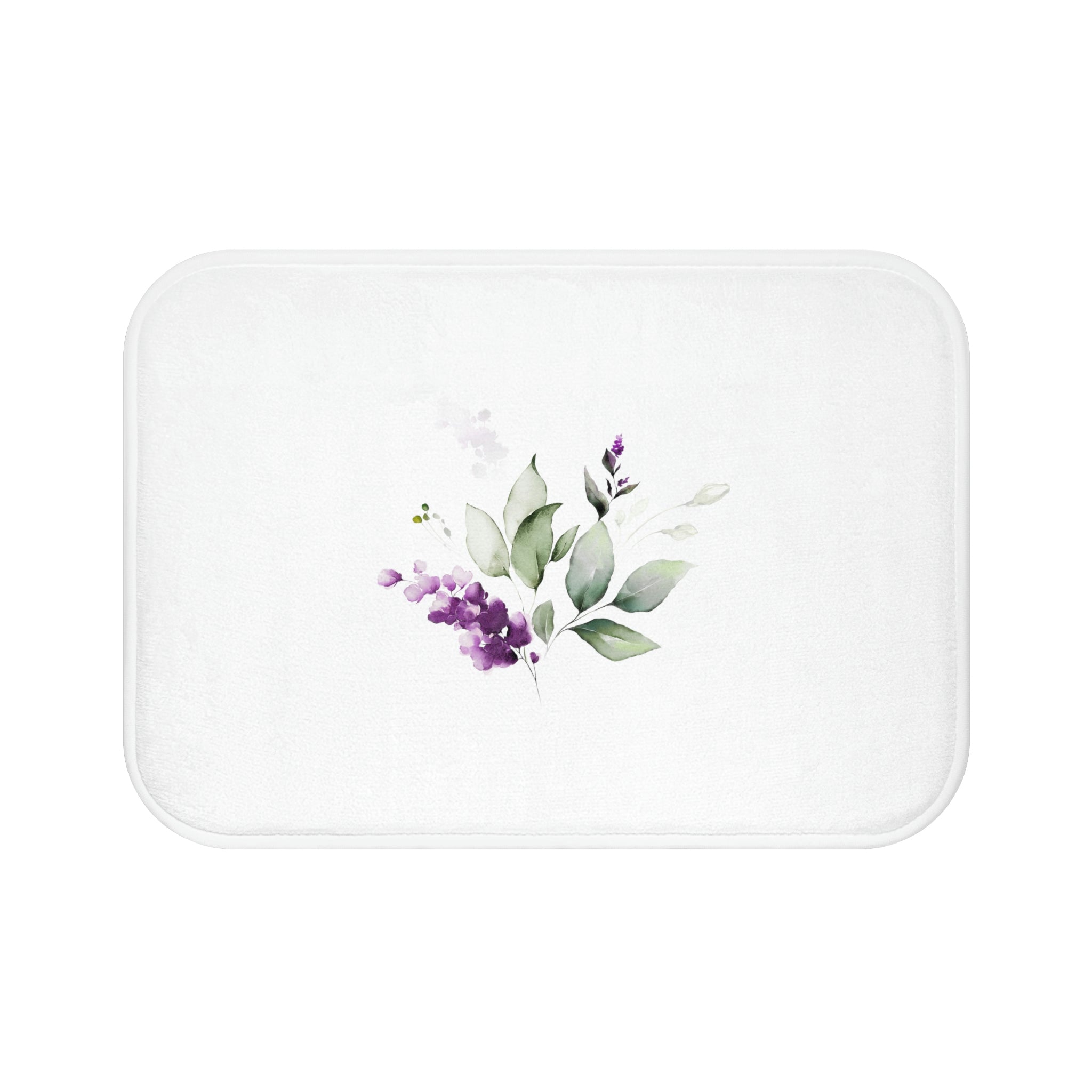 Floral Minimalist Bath Mat | Lavender Purple White