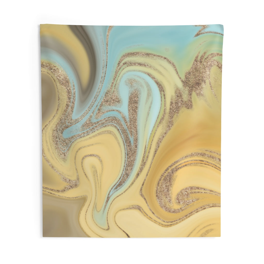 Abstract Tapestry | Teal Yellow Gold