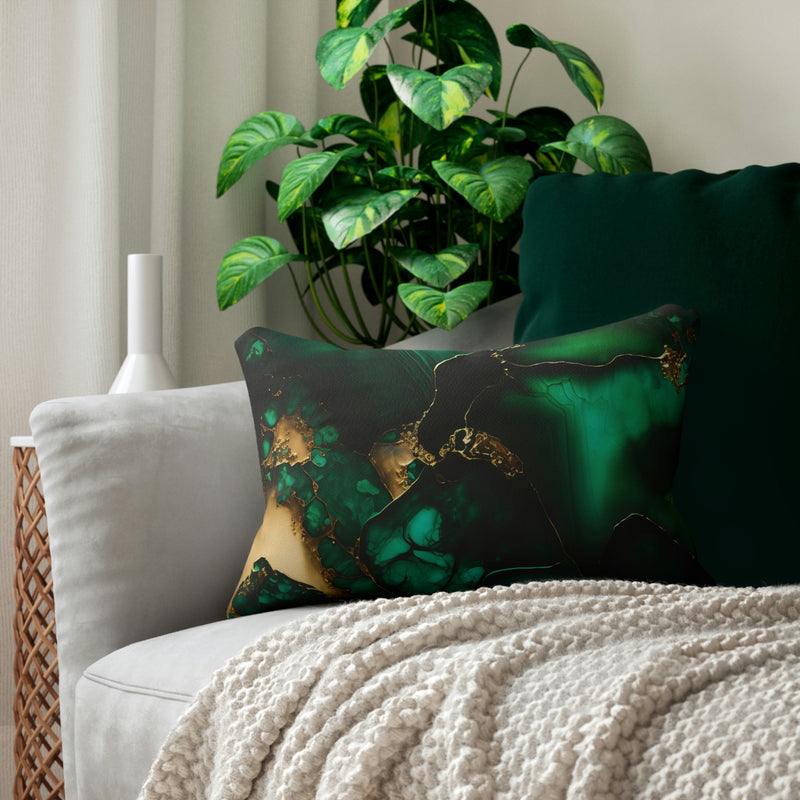 Lumbar Pillow | Abstract Green Ombre Beige