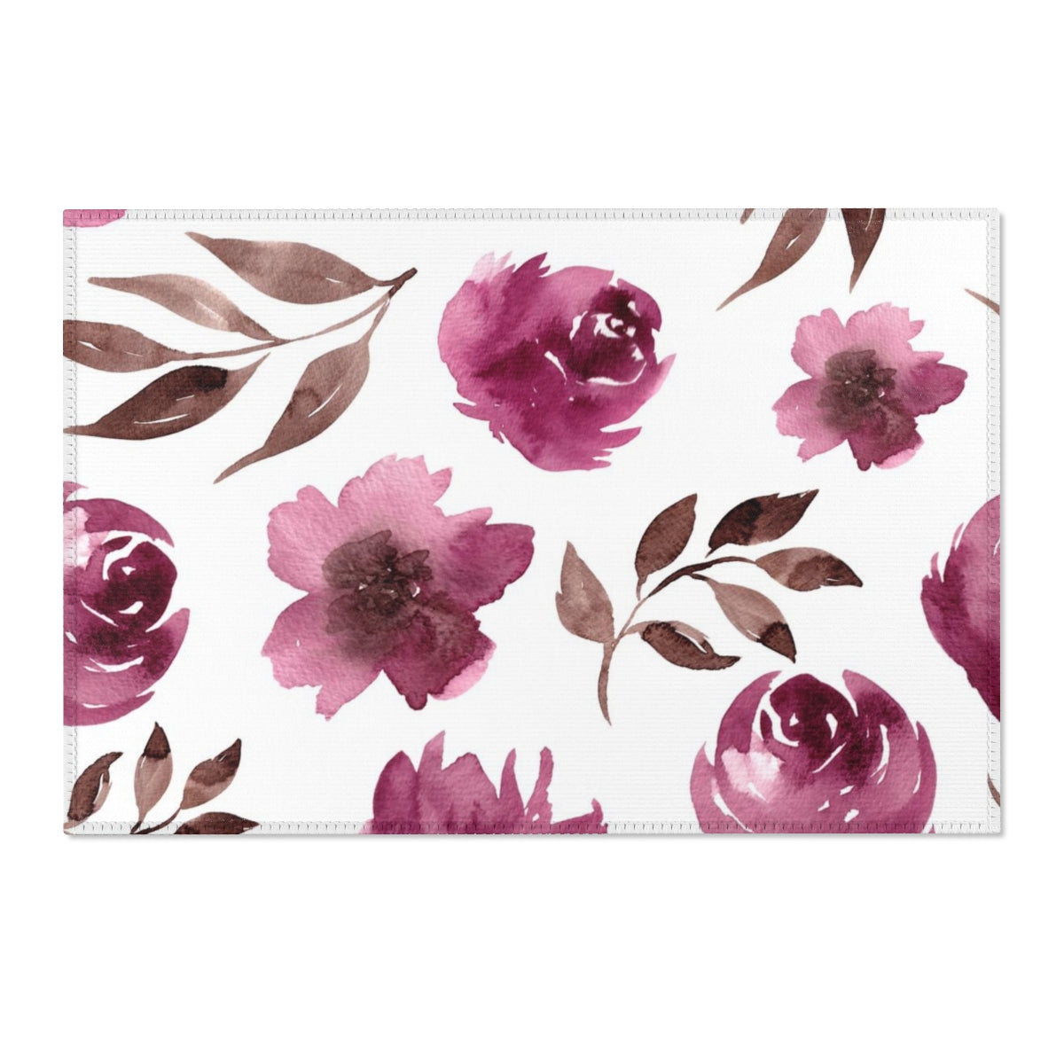 Floral Area Rug | Fuchsia Pink Watercolor Peonies