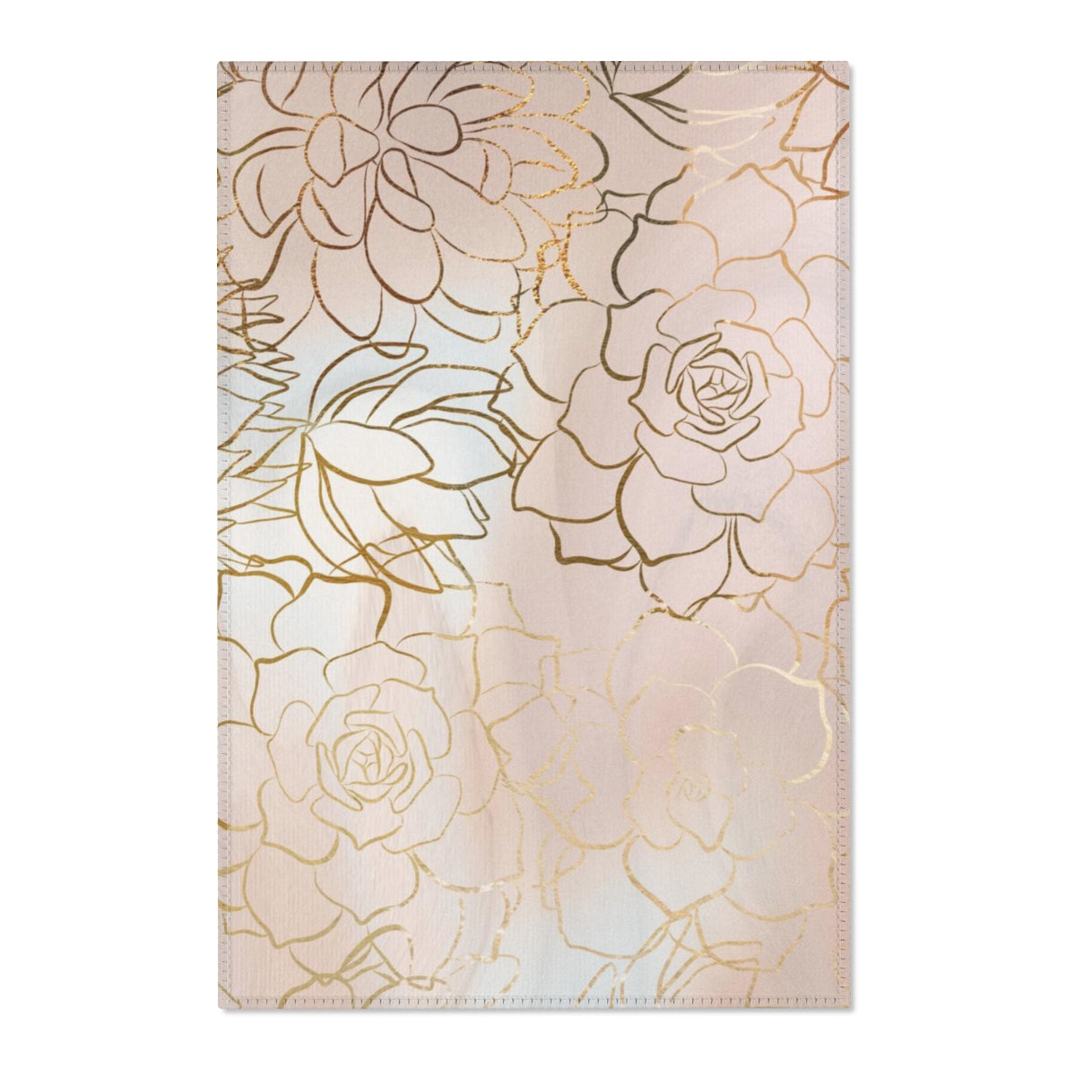 Floral Area Rug | Beige Rose Gold Succulent