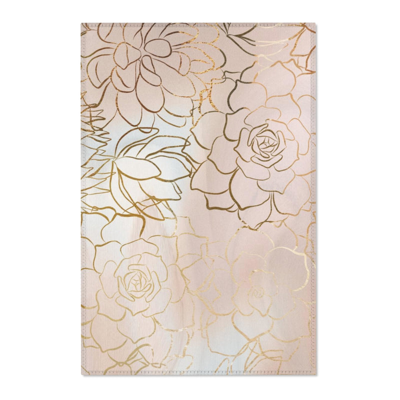 Floral Area Rug | Beige Rose Gold Succulent