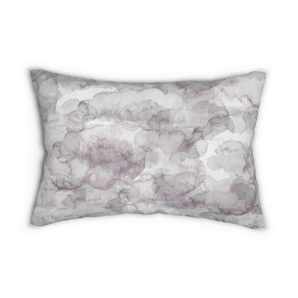 Abstract Boho Lumbar Pillow | Lavender Grey White