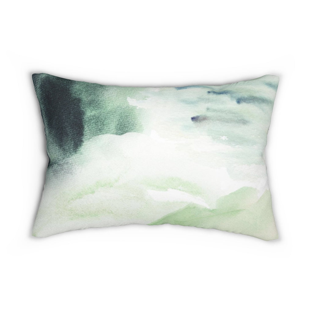 Abstract Boho Lumbar Pillow | Green White