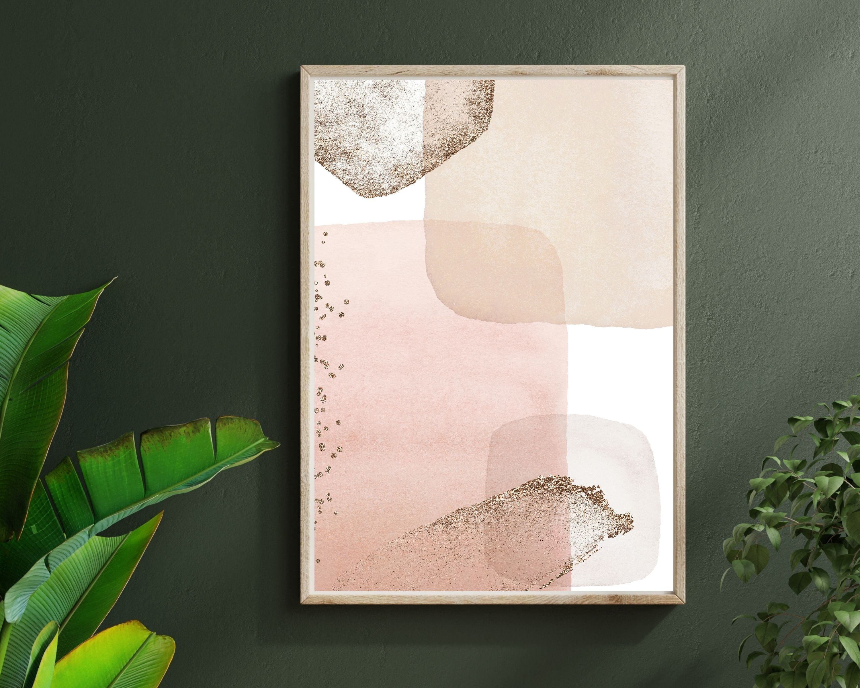 Abstract Boho Art Prints | Rose Gold Beige Cream