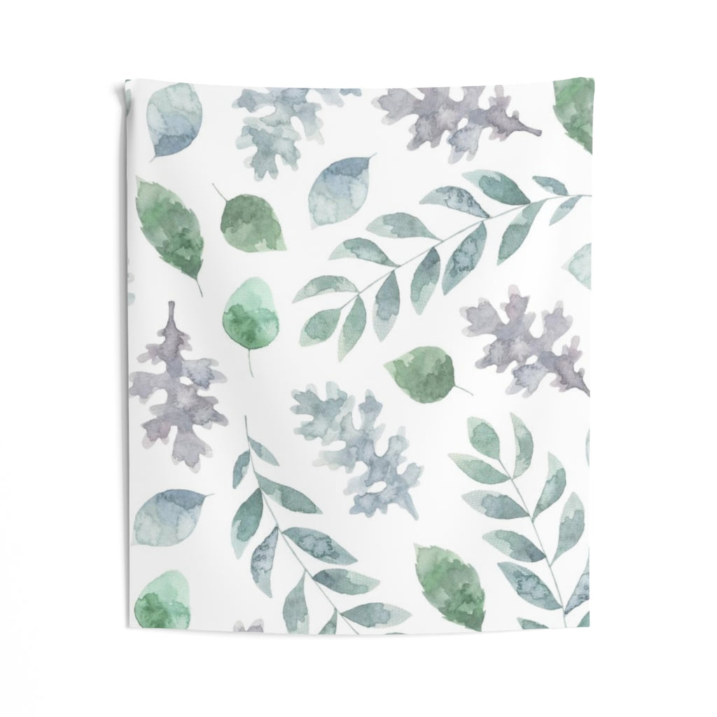 Floral Tapestry | White Purple Green Eucalyptus Leaves