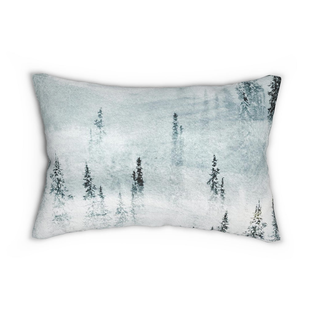 Whimsical Lumbar Pillow | Ombre Indigo Blue Forest