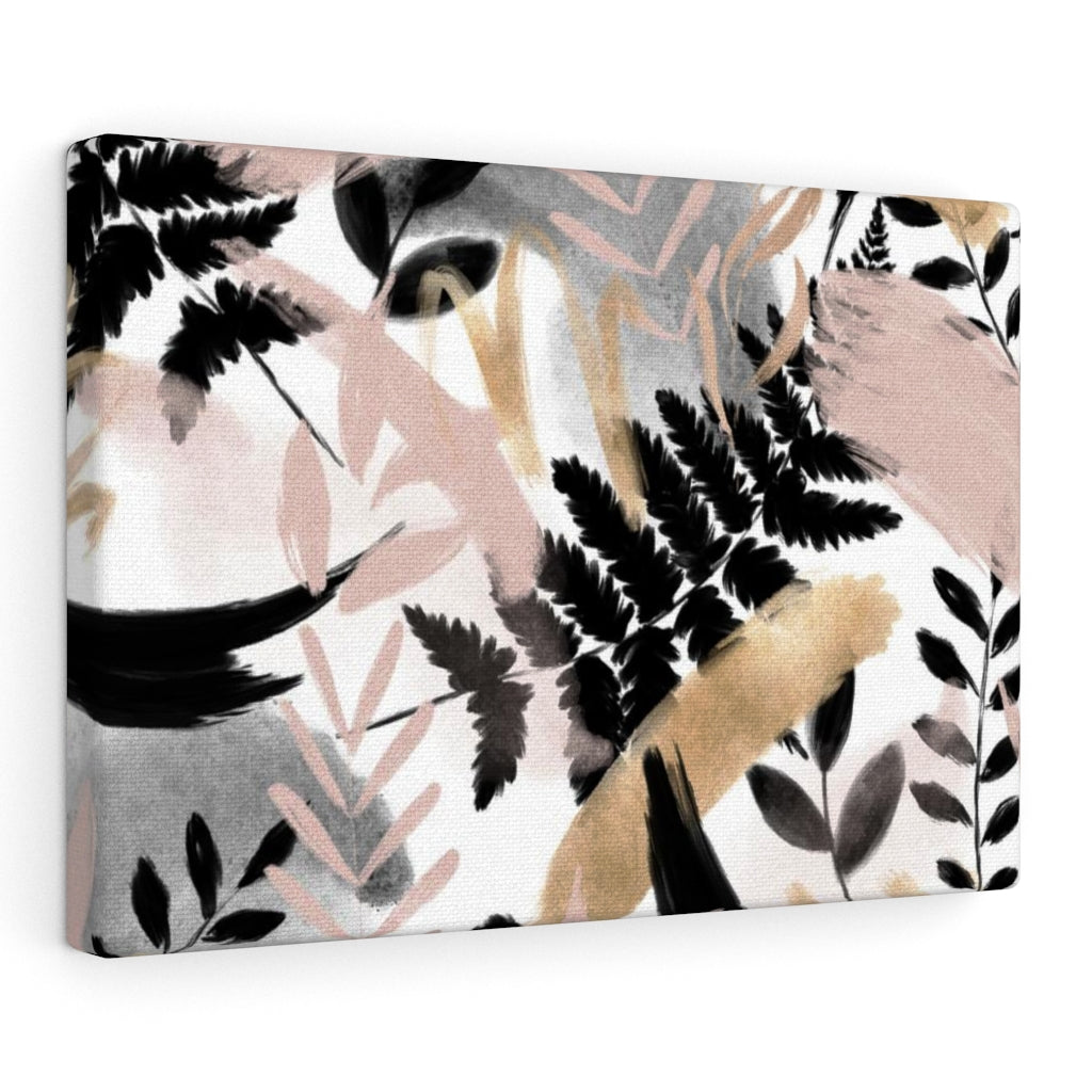 FLORAL WALL CANVAS ART | White Gold Black Pink