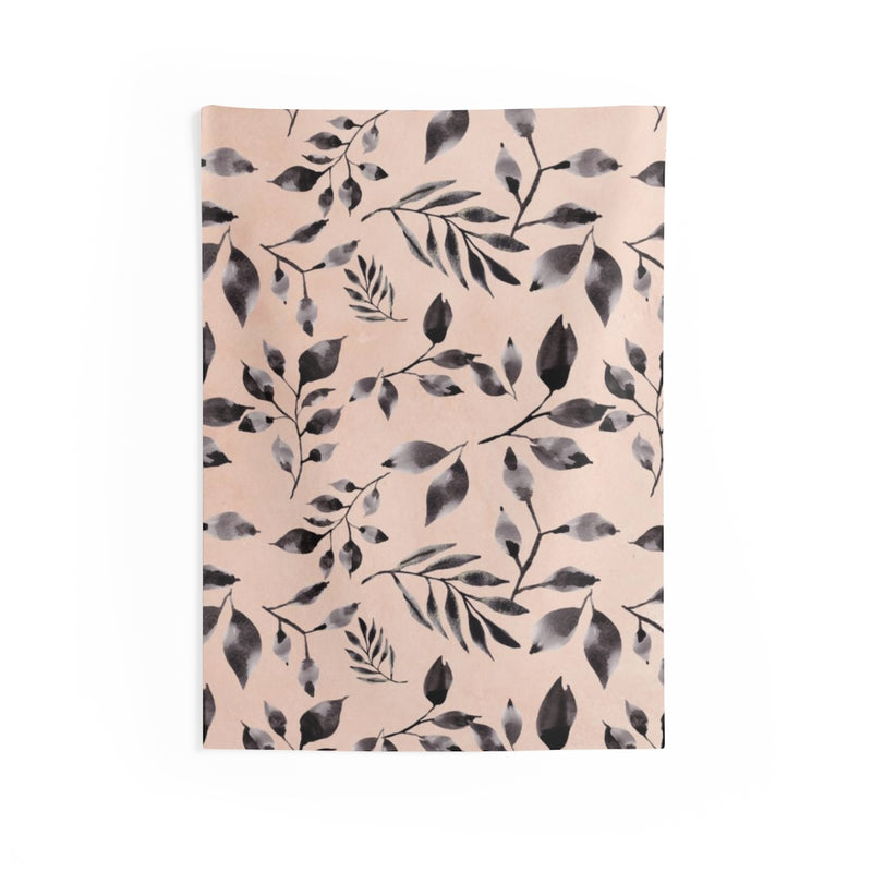 Floral Tapestry | Blush Pink Indigo Blue Leaves