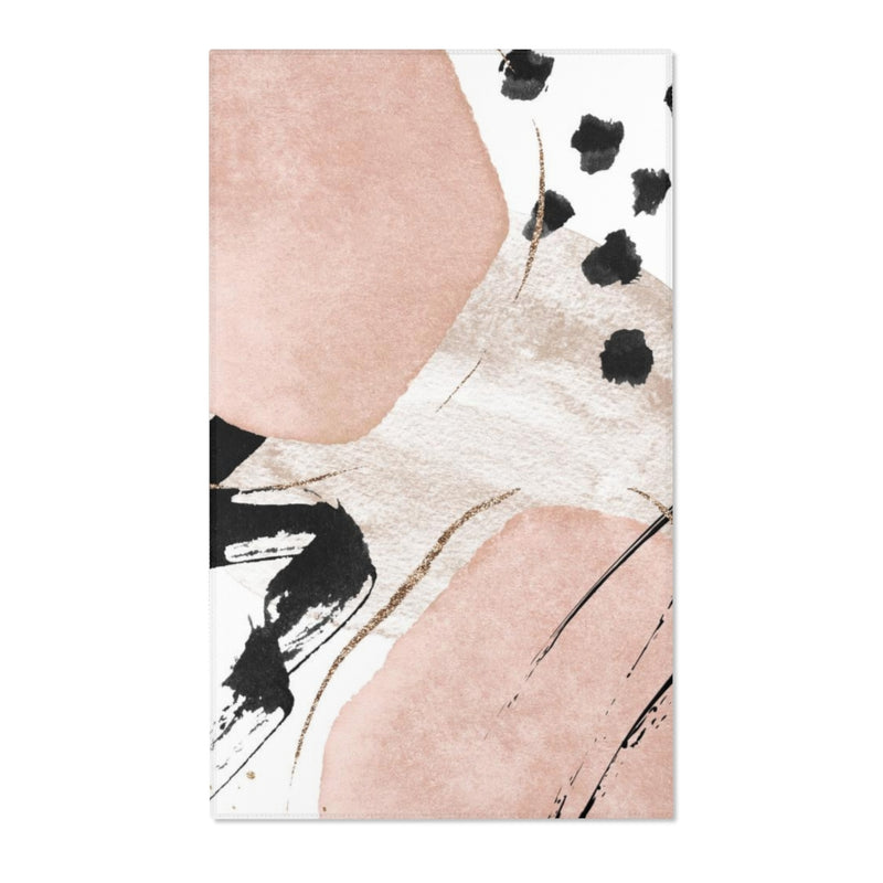 Abstract Area Rug |  Blush Pink Black Gold