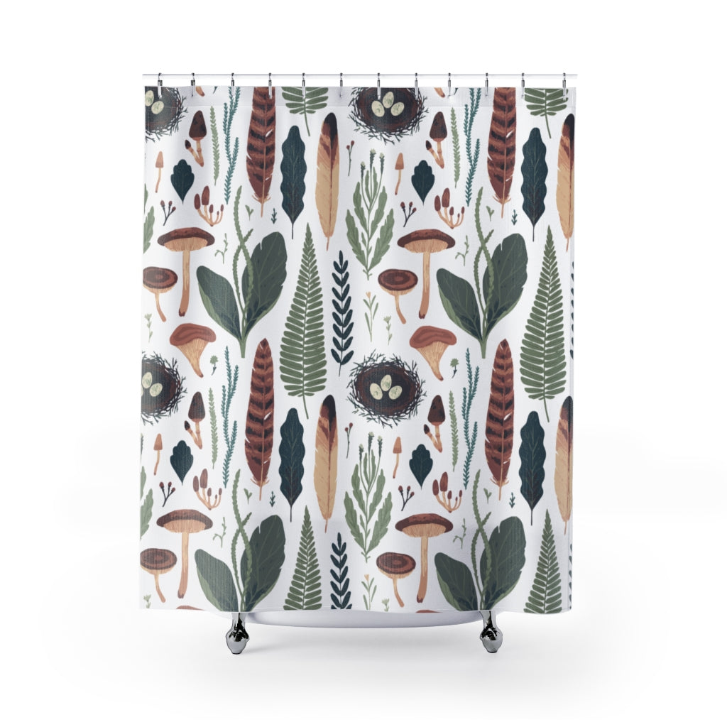 Mushrooms Floral Shower Curtain