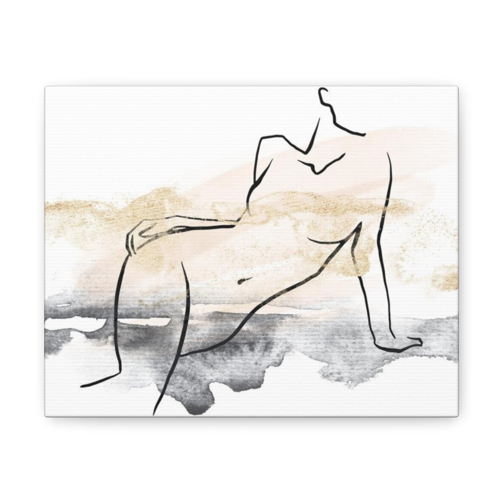 Abstract Canvas Wall Art | White Ombre Female Art