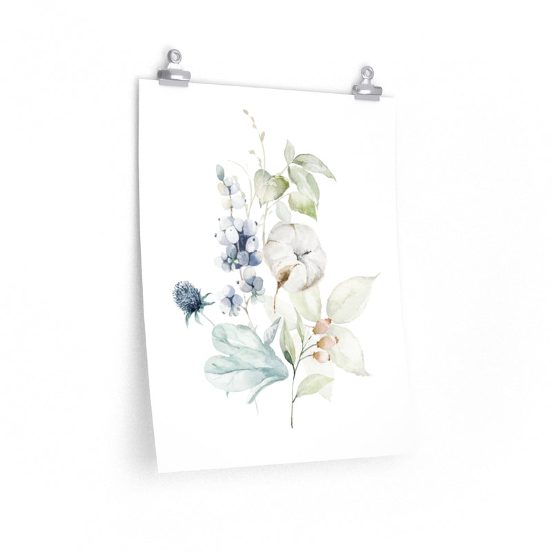 Eucalyptus Floral Art Print | green blue white