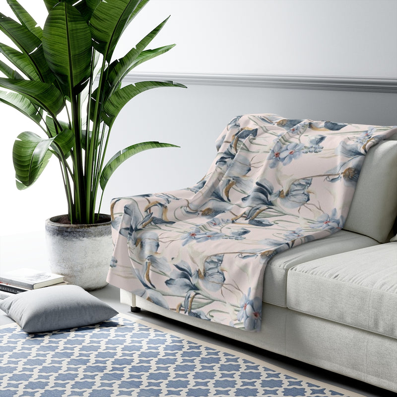 Floral Comfy Blanket | Blush Pink Blue Flowers
