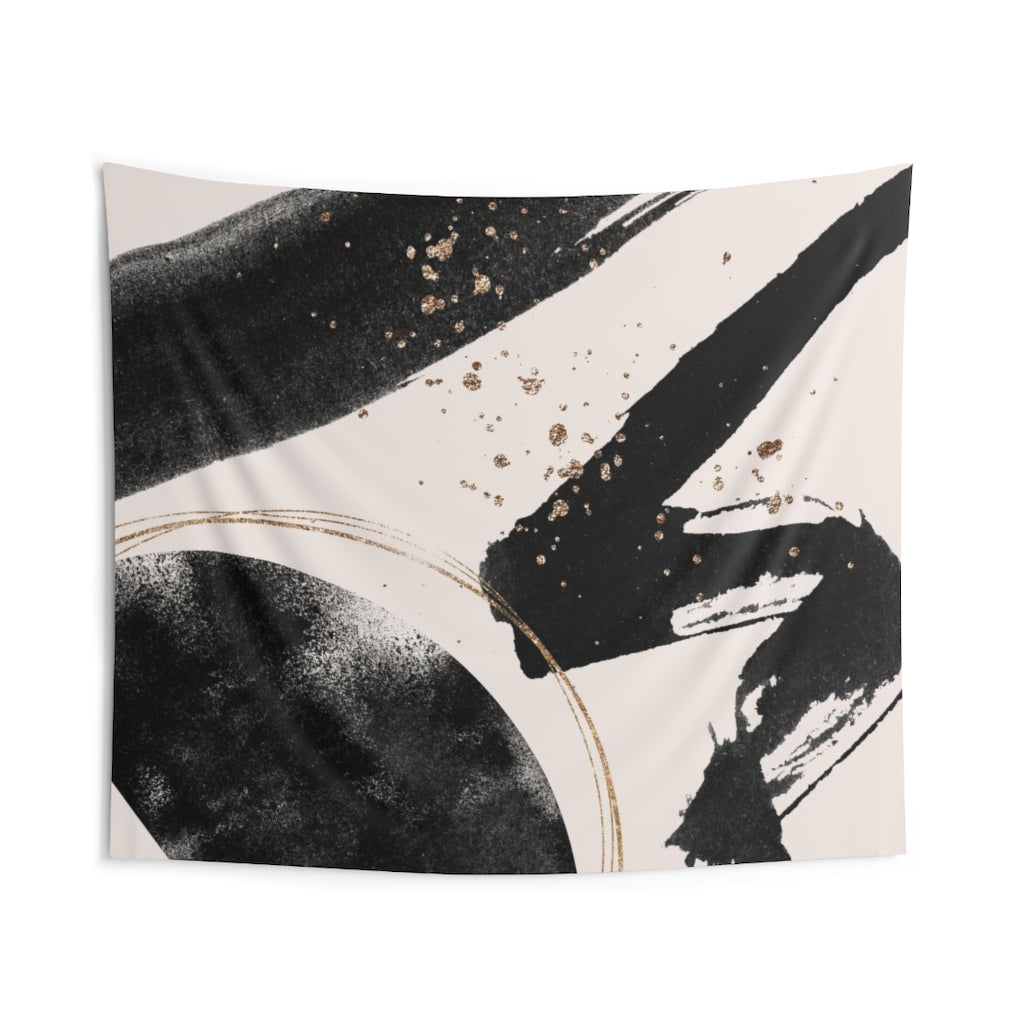 Abstract Tapestry | Beige Black Gold