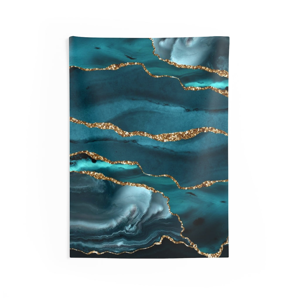 Abstract Tapestry | Teal Green Blue Gold