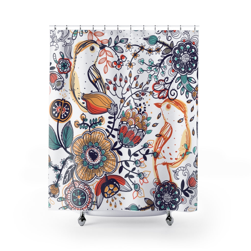 modern boho fabric shower curtain