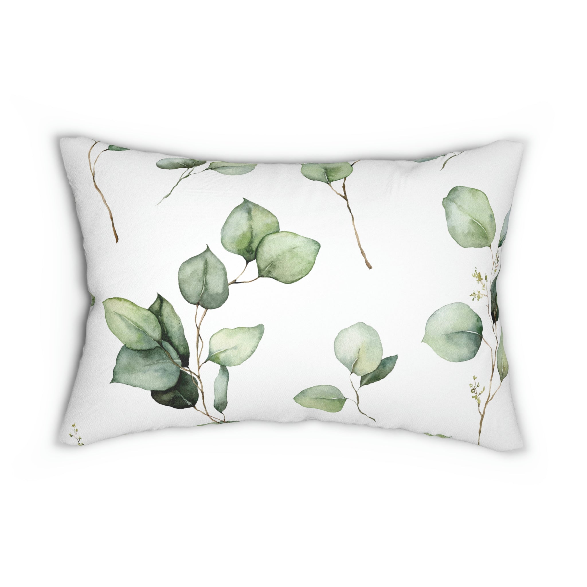 Eucalyptus Floral Lumbar Pillow | Sage Green White