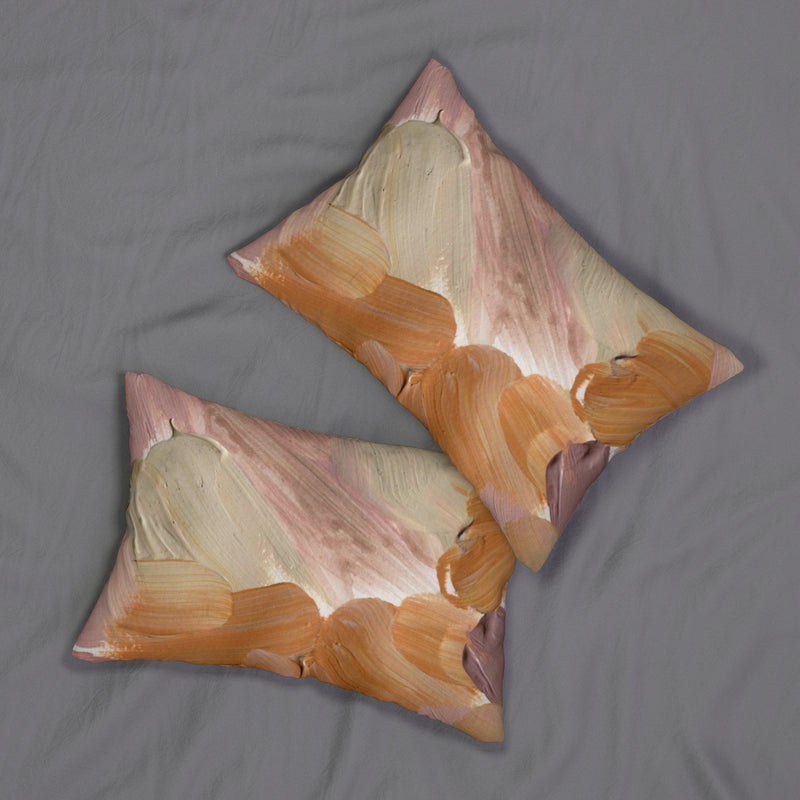 Abstract Lumbar Pillow | Beige Green Pink