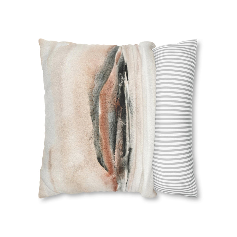 Abstract Pillow Cover | Blush Beige Black Beige Ombre