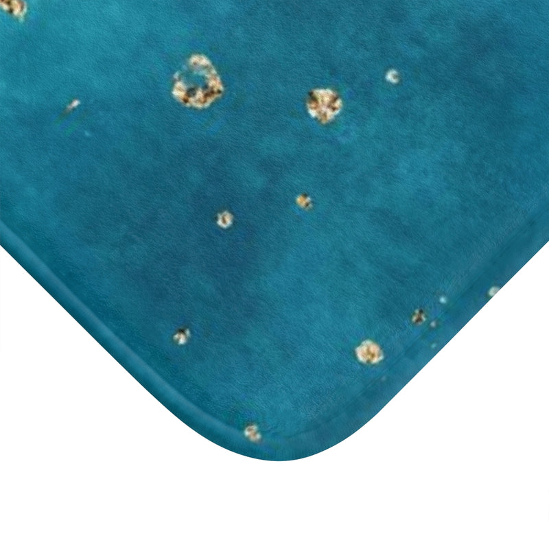 Abstract Bath Mat | Turquoise White Ombre