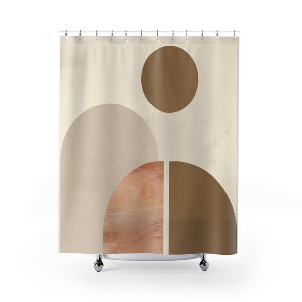 Terracotta Shower Curtain | Dotted Beige Burnt Orange