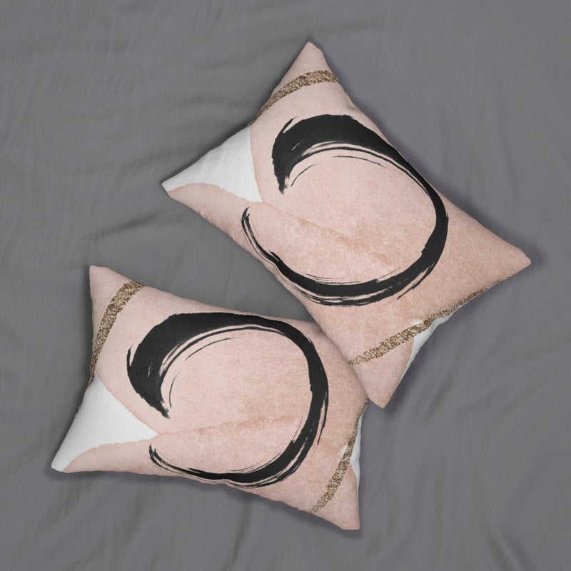 Abstract Boho Lumbar Pillow | Blush Pink | One Line Art