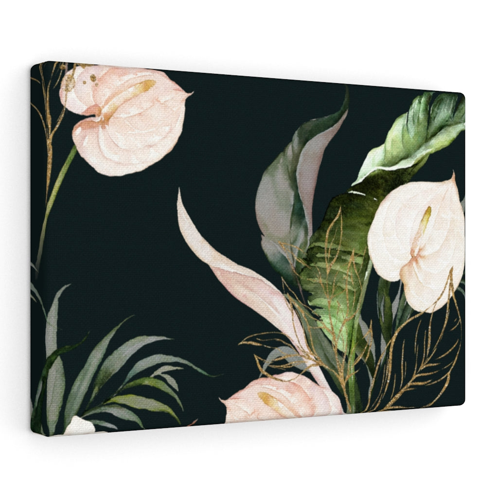 FLORAL WALL CANVAS ART | Black White Beige Green