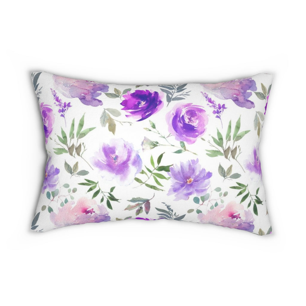 Floral Boho Lumbar Pillow | Purple Peonies