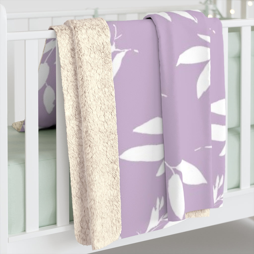 Floral Comfy Blanket | Lavander Lilac White Leaves