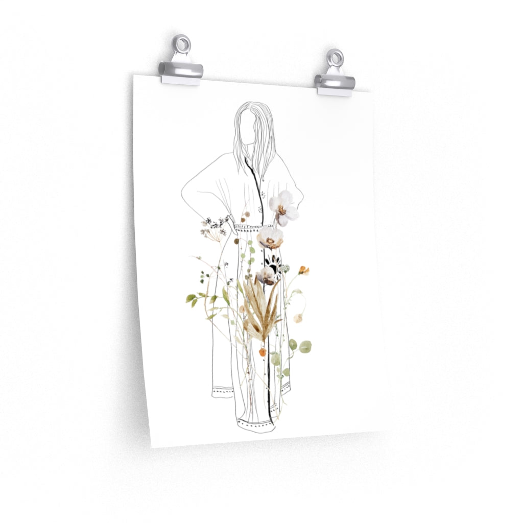 Woman | Wild Floral Art Print | one line art poster