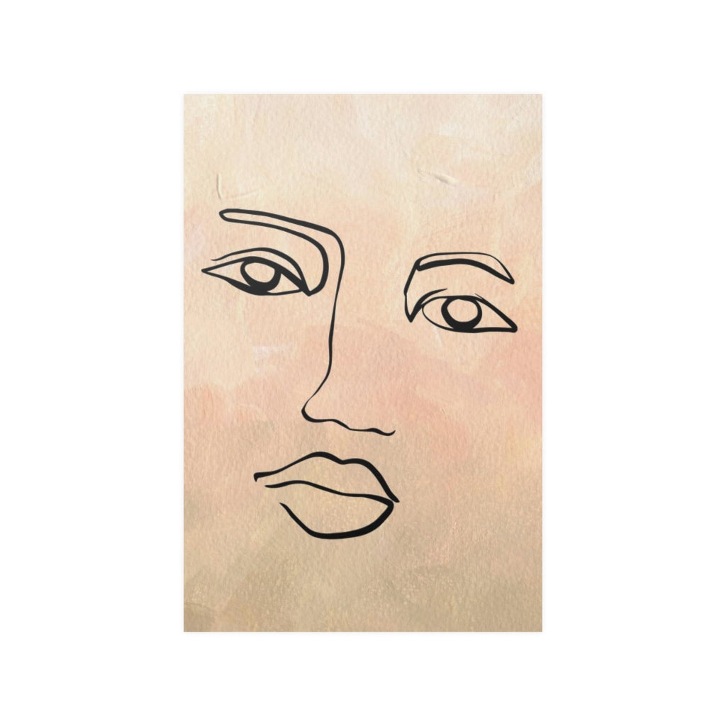 Abstract Terracotta Art Prints | Beige Pink Female Face