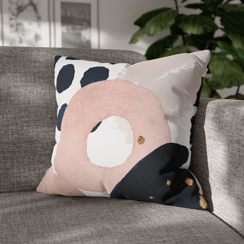 Boho Pillow Cover | Abstract Navy Blue, Blush Pink White