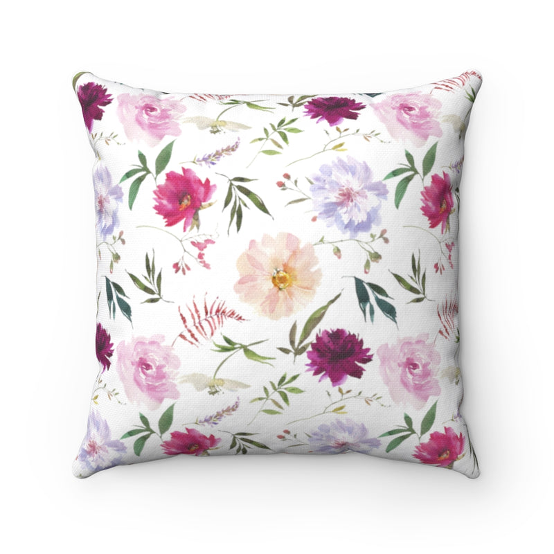 Floral Boho Pillow Cover |  White Peach Violet Pink Peonies Lavender Black Stripes