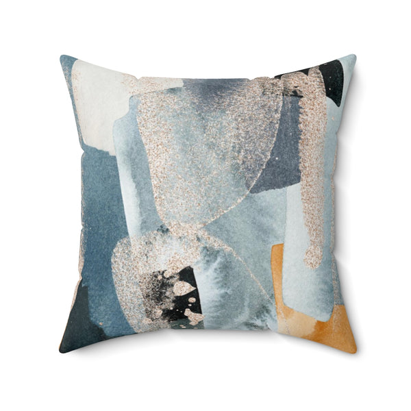 Abstract Pillow Cover | White Dusty Blue Mustard Gold