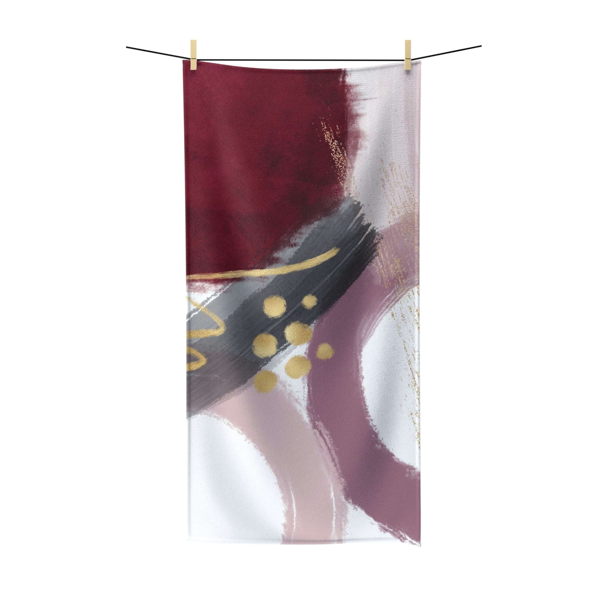 Abstract Boho Bath Towel | Burgundy Mauve Pink