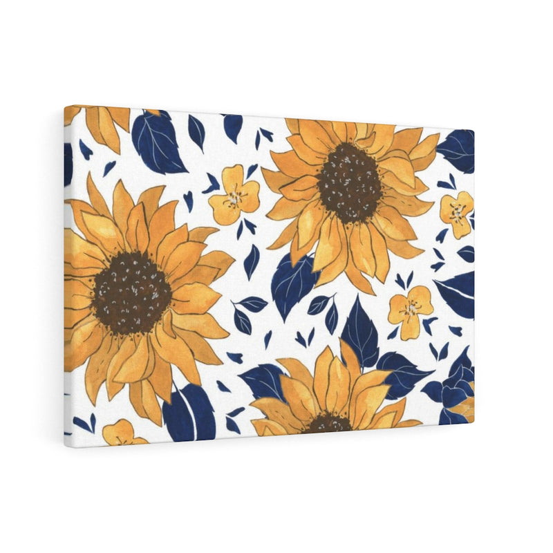 FLORAL WALL CANVAS ART | White Blue Yellow Sunflowers