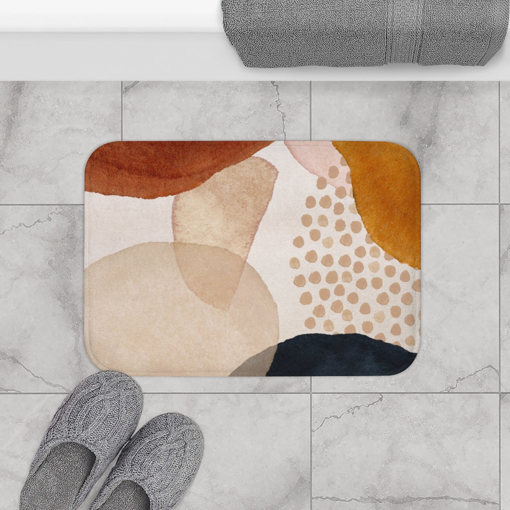 Navy Rust Beige Boho Bath Mat