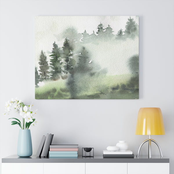 Green Forest Canvas Watercolor Wall Art
