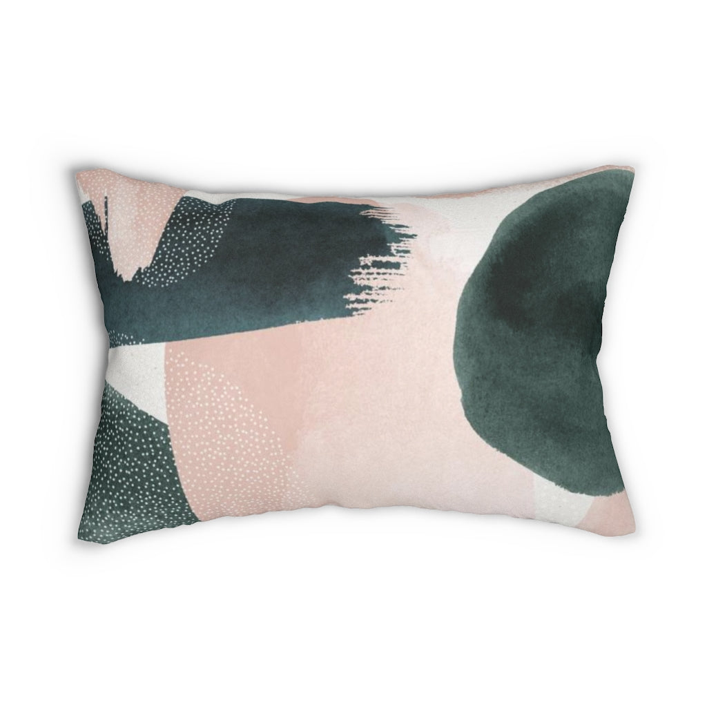 Abstract Boho Lumbar Pillow | Blush Pink Green