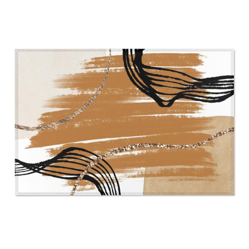 Abstract Area Rug |  Beige Cream Black Gold