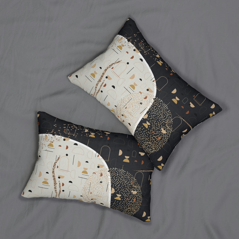 Boho Lumbar Pillow | Black Cream Beige